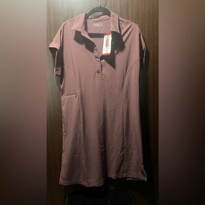 Hi-Tec Women's Short Sleeve Active Mini Dress Burgundy Sz Med Pocket Collared